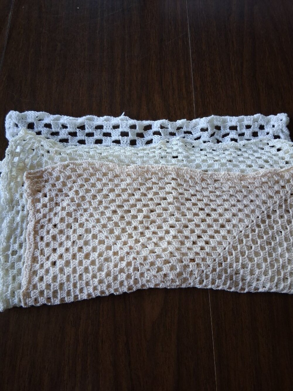 🧵 Hand‑Crocheted Cotton Doily Panel Set 2×18" + 1×15" Vintage Cottagecore D - Picture 2 of 9